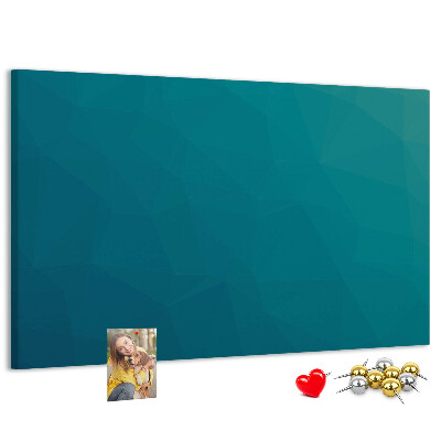 Kurk prikbord met geometrische vormen in blauwe tinten