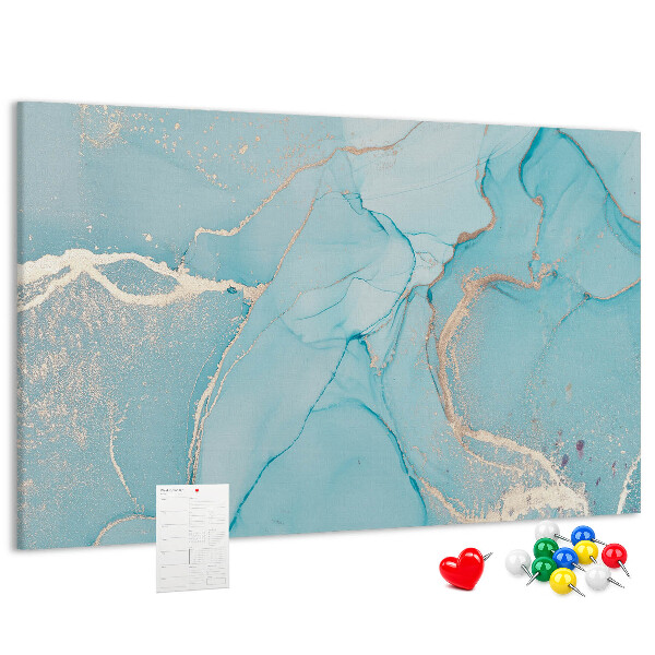 Prikbord met blauw marmerpatroon en fijne adertjes