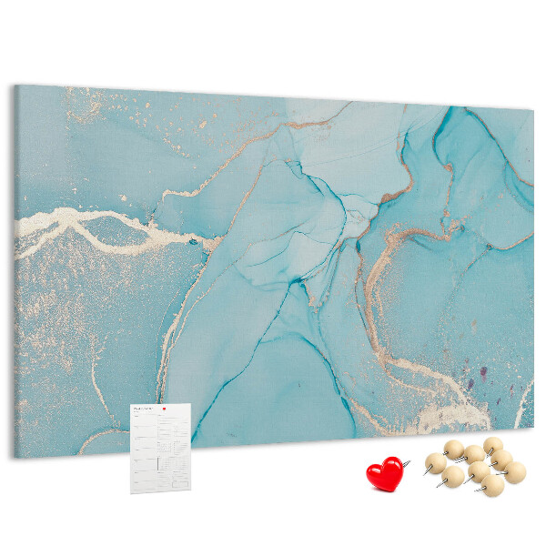 Prikbord met blauw marmerpatroon en fijne adertjes