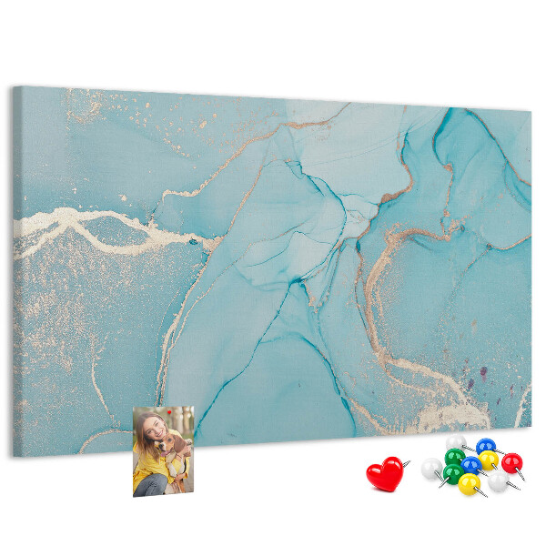 Prikbord met blauw marmerpatroon en fijne adertjes