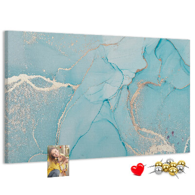 Prikbord met blauw marmerpatroon en fijne adertjes