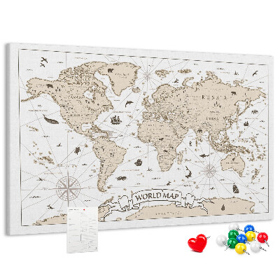 Kurkbord met een kaart van de oude wereld en geografische details