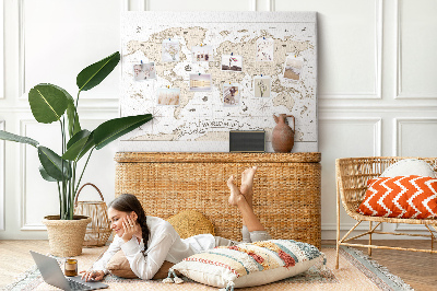 Kurkbord met een kaart van de oude wereld en geografische details