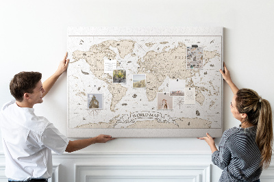 Kurkbord met een kaart van de oude wereld en geografische details