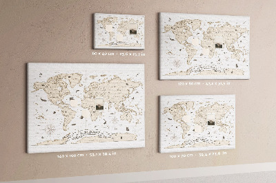 Kurkbord met een kaart van de oude wereld en geografische details