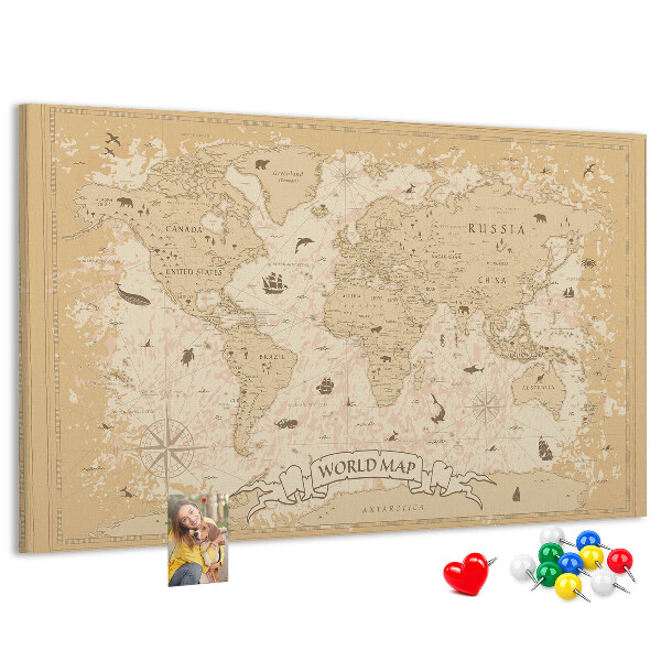 Kurk prikbord met kaart van de oude wereld met geografische details