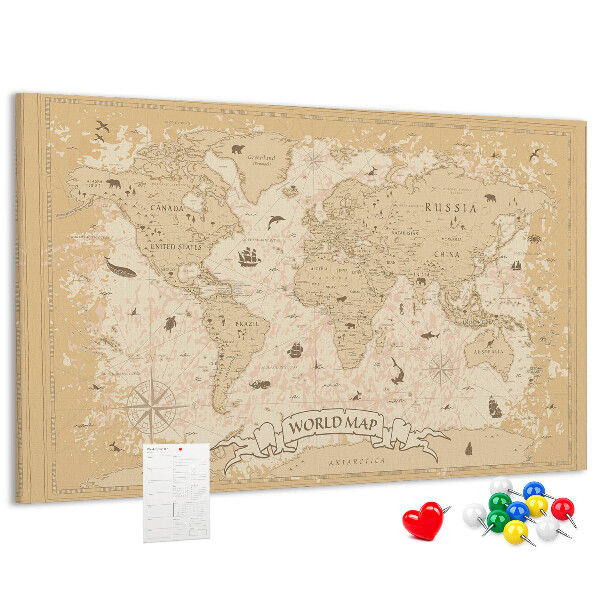 Kurk prikbord met kaart van de oude wereld met geografische details
