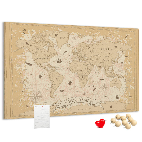 Kurk prikbord met kaart van de oude wereld met geografische details
