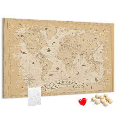 Kurk prikbord met kaart van de oude wereld met geografische details