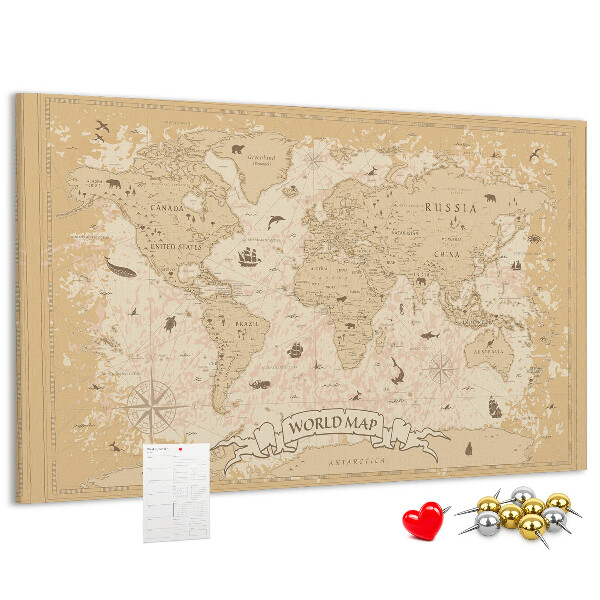 Kurk prikbord met kaart van de oude wereld met geografische details