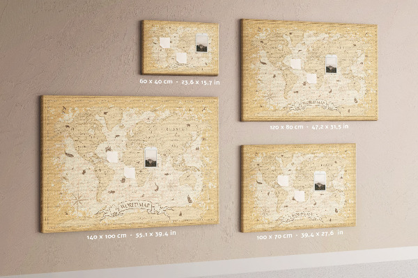 Kurk prikbord met kaart van de oude wereld met geografische details