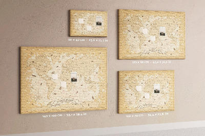 Kurk prikbord met kaart van de oude wereld met geografische details