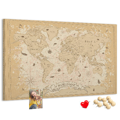 Kurk prikbord met kaart van de oude wereld met geografische details