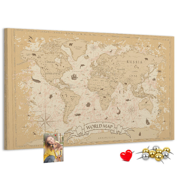 Kurk prikbord met kaart van de oude wereld met geografische details