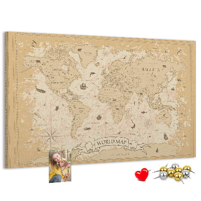 Kurk prikbord met kaart van de oude wereld met geografische details