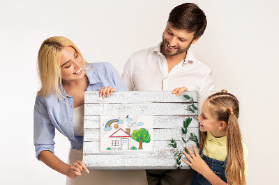 Kurk prikbord met rustiek hout en groene takken