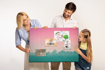 Prikbord zonsondergang boven de wolken in pastelkleuren