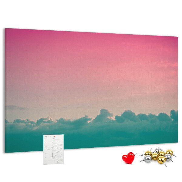 Prikbord zonsondergang boven de wolken in pastelkleuren