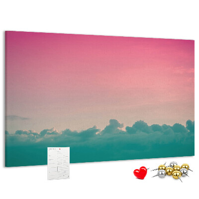 Prikbord zonsondergang boven de wolken in pastelkleuren