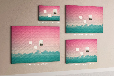 Prikbord zonsondergang boven de wolken in pastelkleuren