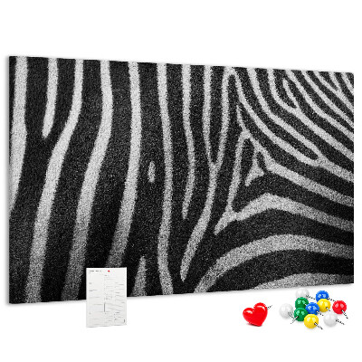 Prikbord met zwart-witte zebrastrepen