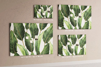 Kurk prikbord met print van tropische bladeren in verschillende tinten groen