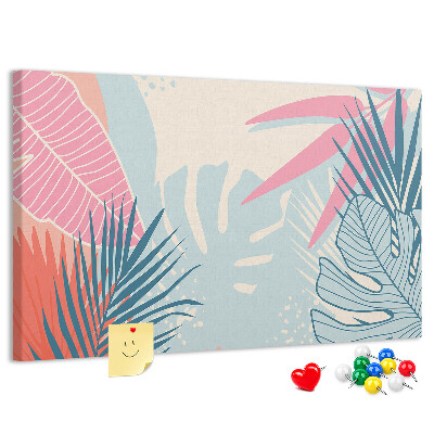 Prikbord met tropisch bladpatroon in pastelkleuren