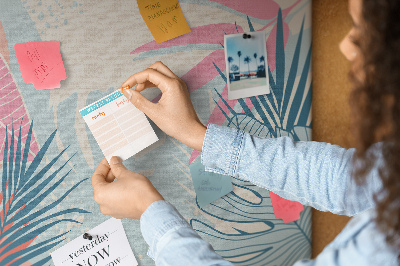 Prikbord met tropisch bladpatroon in pastelkleuren