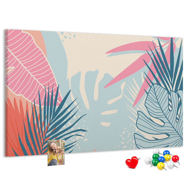 Prikbord met tropisch bladpatroon in pastelkleuren