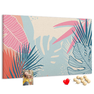 Prikbord met tropisch bladpatroon in pastelkleuren