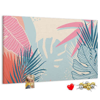 Prikbord met tropisch bladpatroon in pastelkleuren