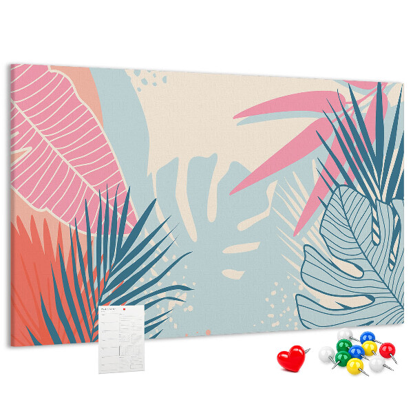 Prikbord met tropisch bladpatroon in pastelkleuren