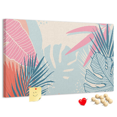 Prikbord met tropisch bladpatroon in pastelkleuren