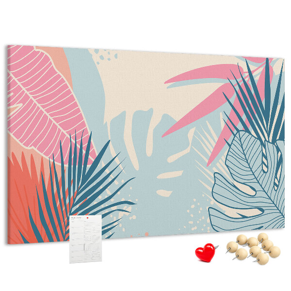 Prikbord met tropisch bladpatroon in pastelkleuren
