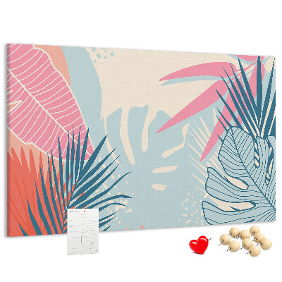 Prikbord met tropisch bladpatroon in pastelkleuren