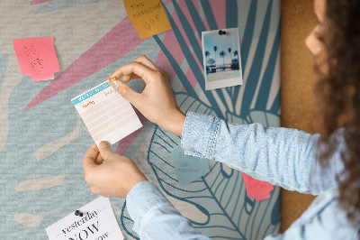 Prikbord met tropisch bladpatroon in pastelkleuren