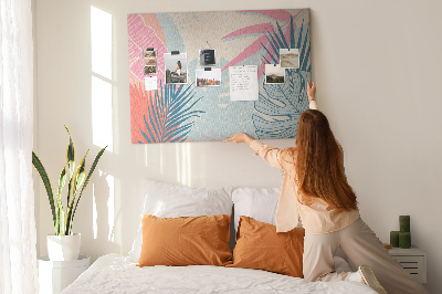 Prikbord met tropisch bladpatroon in pastelkleuren