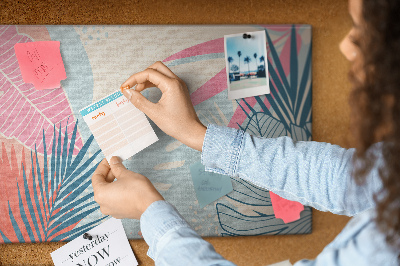 Prikbord met tropisch bladpatroon in pastelkleuren