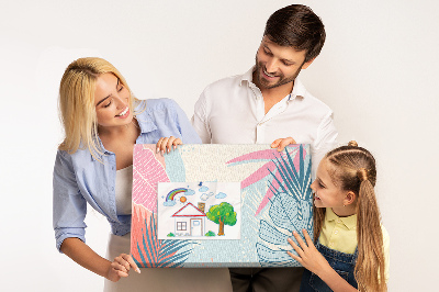 Prikbord met tropisch bladpatroon in pastelkleuren