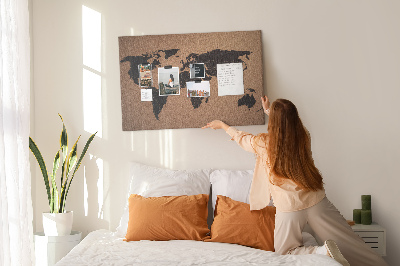 Prikbord wereldkaart van kurk
