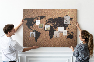 Prikbord wereldkaart van kurk
