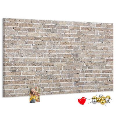 Kurkbord met een stijlvolle print van een bakstenen muur in neutrale tinten
