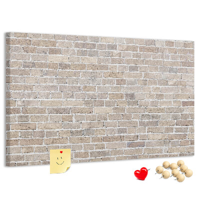 Kurkbord met een stijlvolle print van een bakstenen muur in neutrale tinten