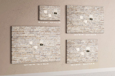 Kurkbord met een stijlvolle print van een bakstenen muur in neutrale tinten