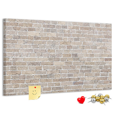 Kurkbord met een stijlvolle print van een bakstenen muur in neutrale tinten
