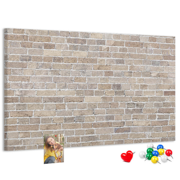 Kurkbord met een stijlvolle print van een bakstenen muur in neutrale tinten
