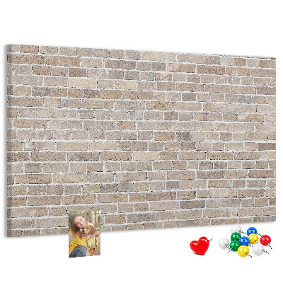 Kurkbord met een stijlvolle print van een bakstenen muur in neutrale tinten