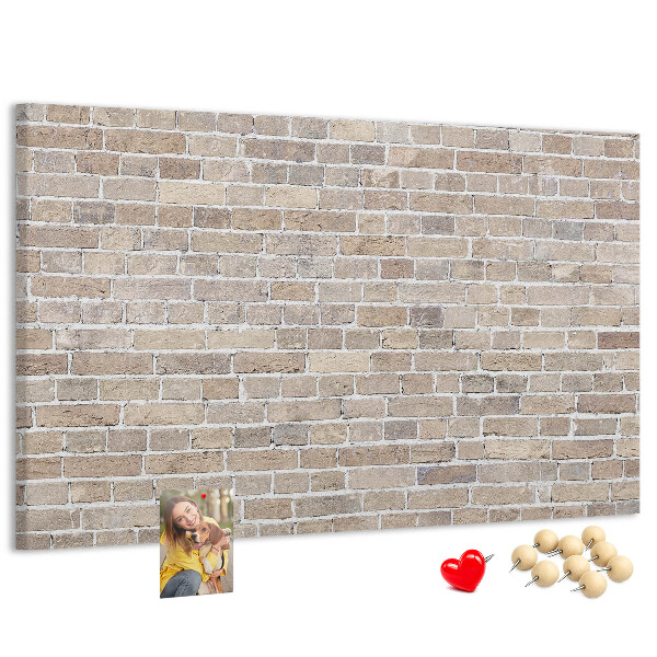 Kurkbord met een stijlvolle print van een bakstenen muur in neutrale tinten