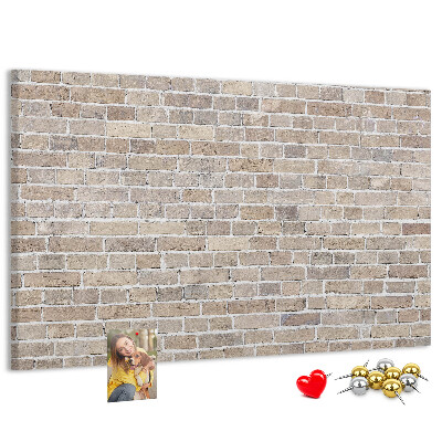 Kurkbord met een stijlvolle print van een bakstenen muur in neutrale tinten