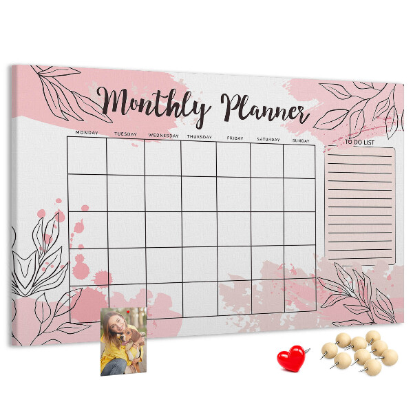 Prikbord met pastelkleurige bladeren en verfspatten